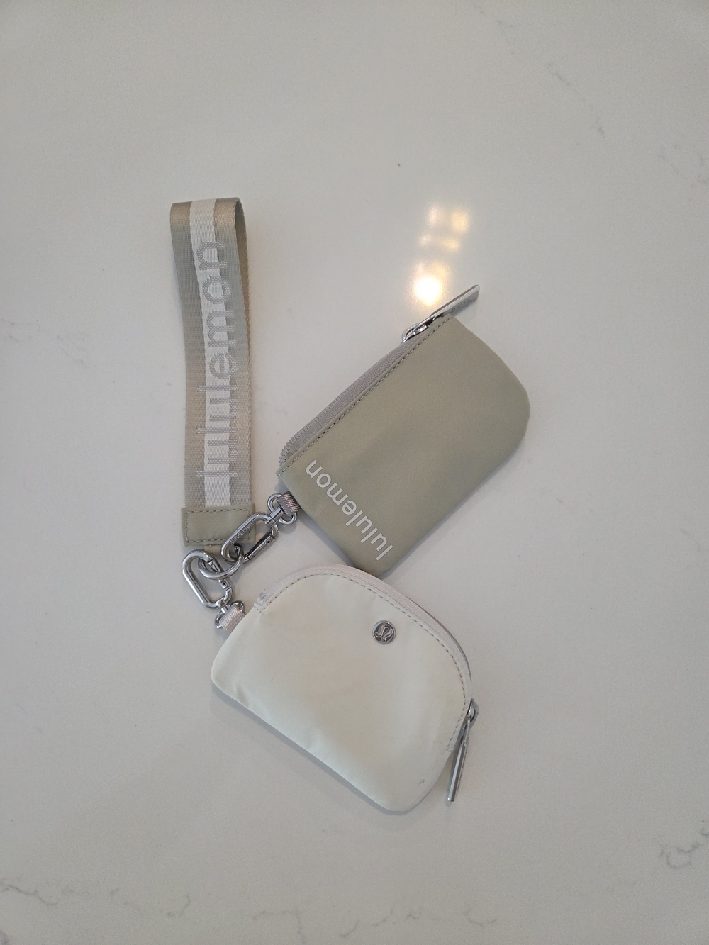 Lululemon Two-Tone Mini Pouch Set in Cream & Grey